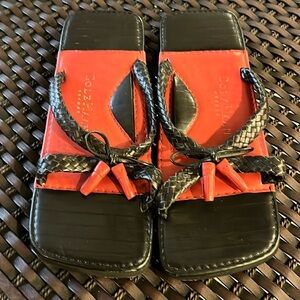 Cole Haan Resort Black and Red Rectangular Slide Sandals Women's Size 8